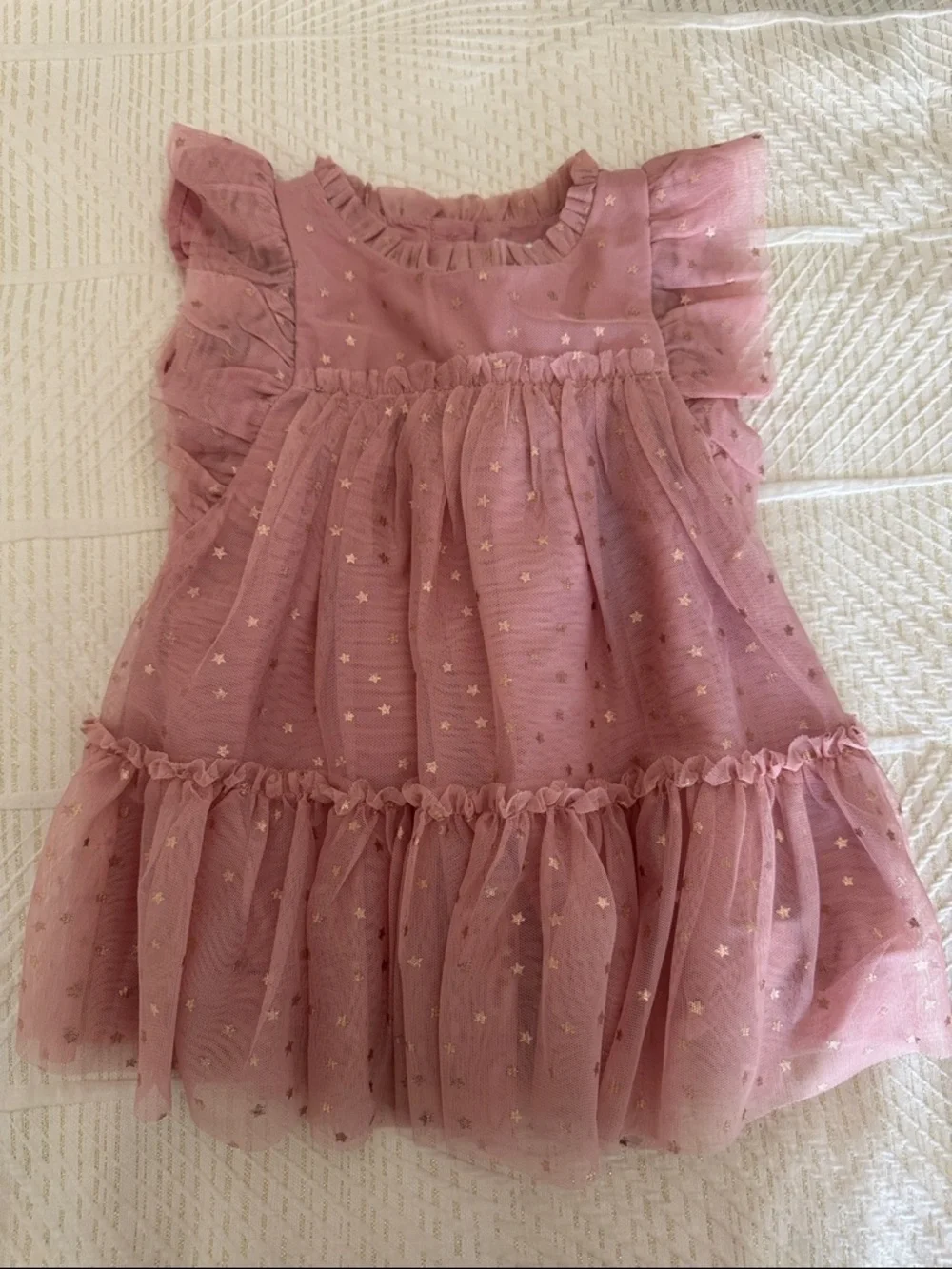 GAP Pink Tulle Starprint Ruffle Dress